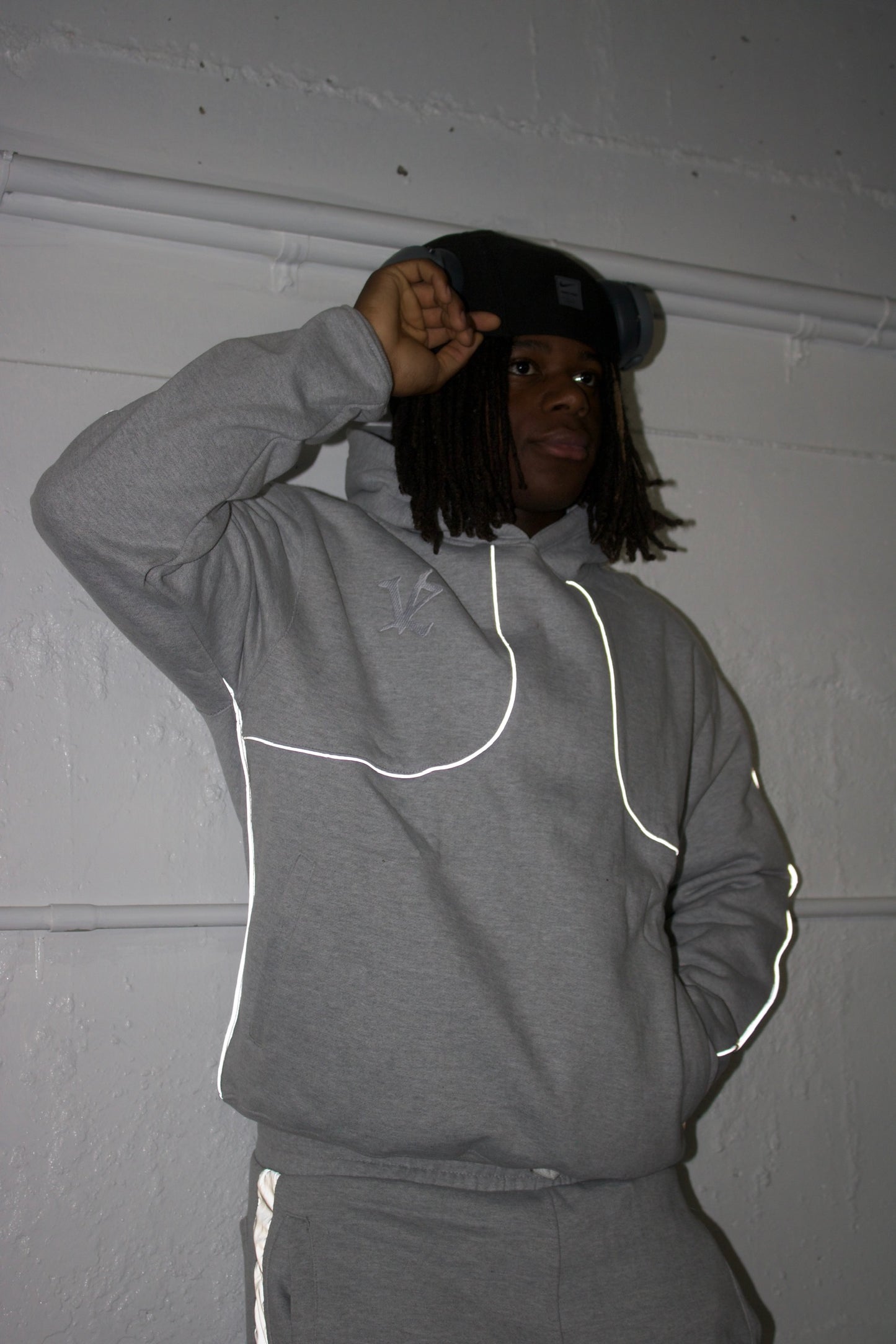Grey reflective (hoodie)